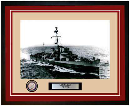 USS Solar DE-221 Framed Navy Ship Photo Burgundy