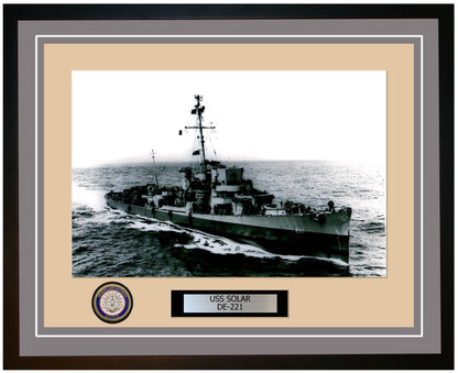 USS Solar DE-221 Framed Navy Ship Photo Grey