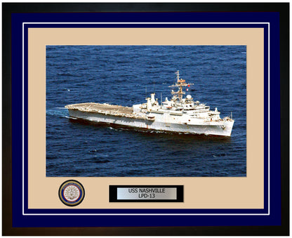 USS Nashville LPD-13 Framed Navy Ship Photo Blue