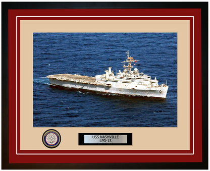 USS Nashville LPD-13 Framed Navy Ship Photo Burgundy