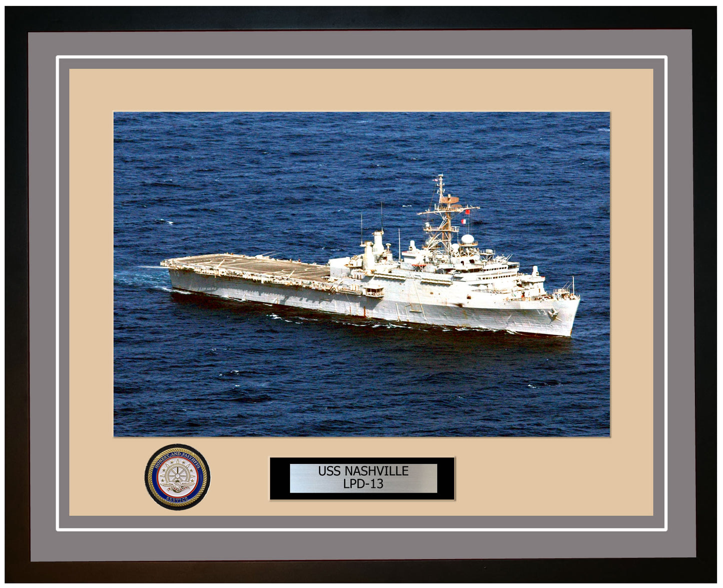 USS Nashville LPD-13 Framed Navy Ship Photo Grey