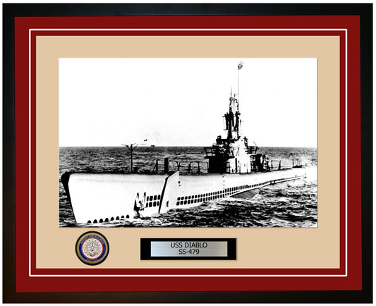 USS Diablo SS-479 Framed Navy Ship Photo Burgundy