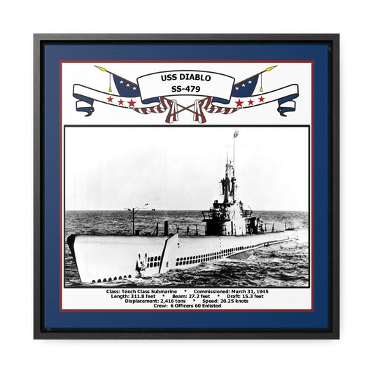 USS Diablo SS-479 Navy Floating Frame Photo Front View