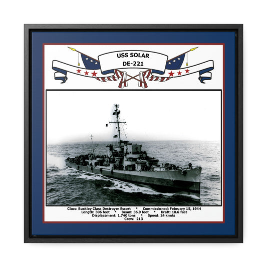 USS Solar DE-221 Navy Floating Frame Photo Front View