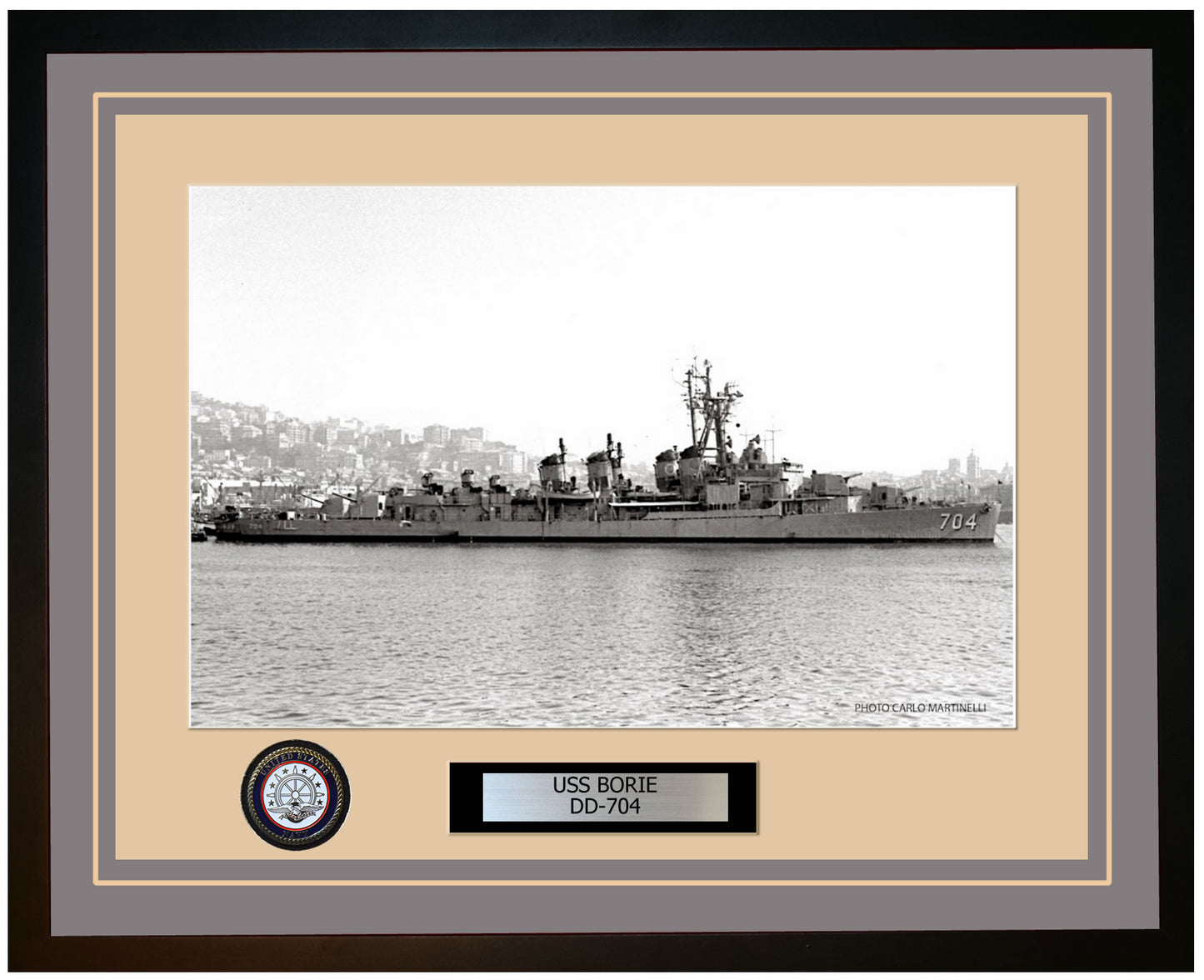 USS BORIE DD-704 Framed Navy Ship Photo Grey