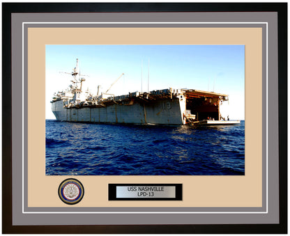 USS Nashville LPD-13 Framed Navy Ship Photo Grey