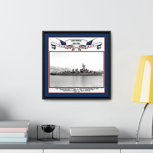 USS Borie DD-704 Navy Floating Frame Photo Desk View