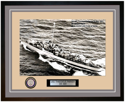 USS Thaddeus Parker DE-369 Framed Navy Ship Photo Grey