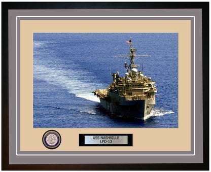 USS Nashville LPD-13 Framed Navy Ship Photo Grey