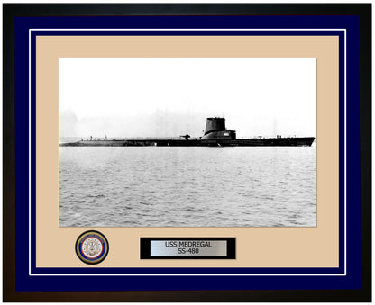 USS Medregal SS-480 Framed Navy Ship Photo Blue