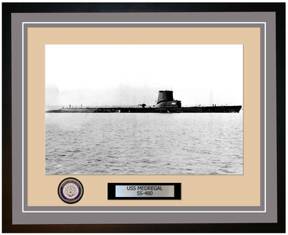 USS Medregal SS-480 Framed Navy Ship Photo Grey