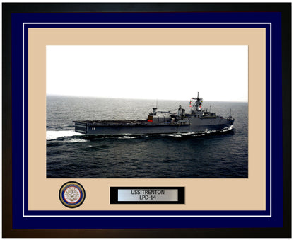 USS Trenton LPD-14 Framed Navy Ship Photo Blue