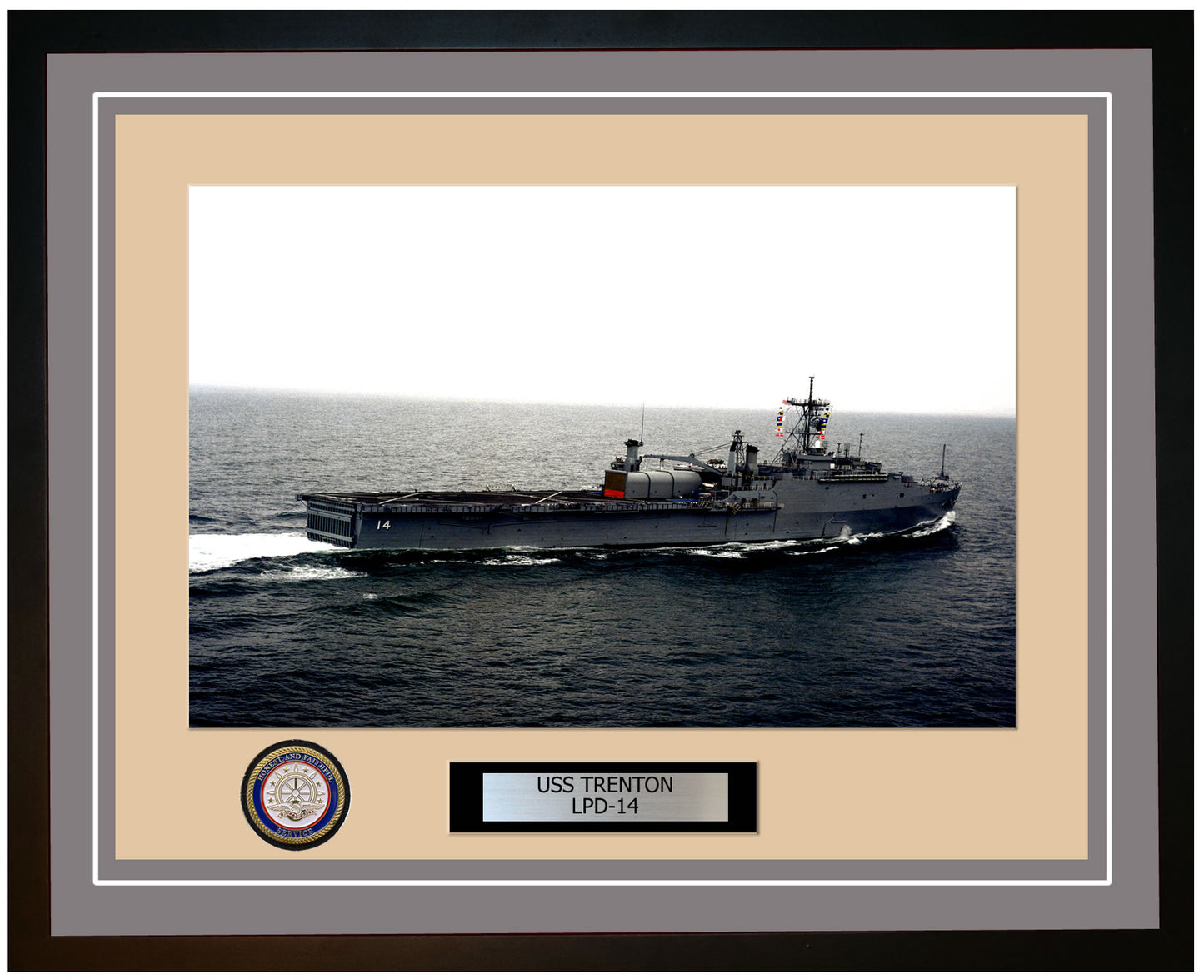 USS Trenton LPD-14 Framed Navy Ship Photo Grey