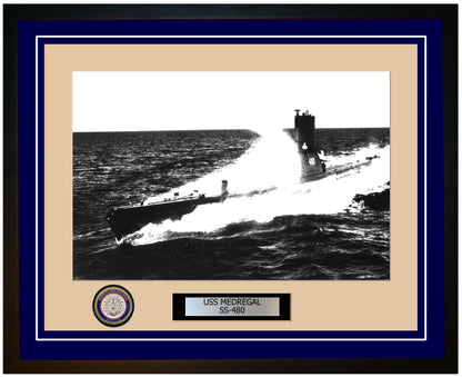 USS Medregal SS-480 Framed Navy Ship Photo Blue
