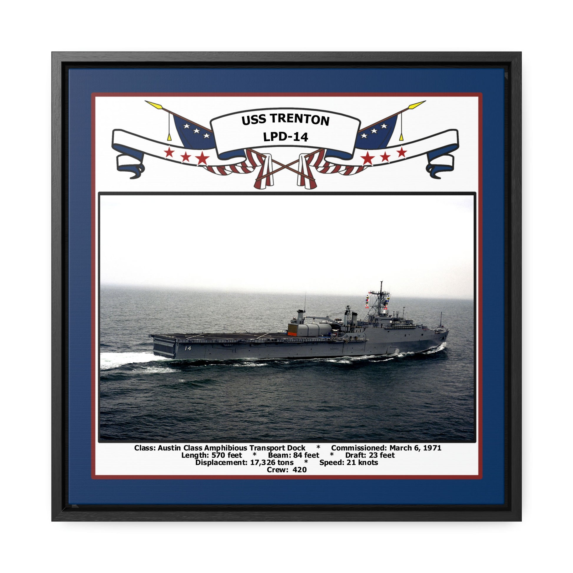 USS Trenton LPD-14 Navy Floating Frame Photo Front View