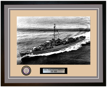USS Thaddeus Parker DE-369 Framed Navy Ship Photo Grey