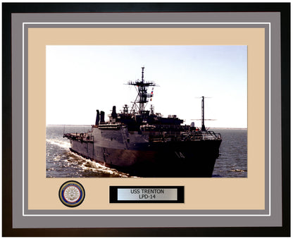 USS Trenton LPD-14 Framed Navy Ship Photo Grey