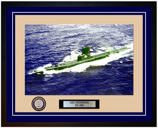 USS Medregal SS-480 Framed Navy Ship Photo Blue