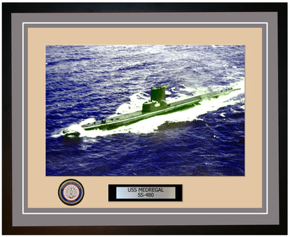USS Medregal SS-480 Framed Navy Ship Photo Grey