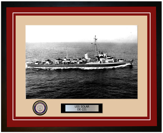 USS Solar DE-221 Framed Navy Ship Photo Burgundy