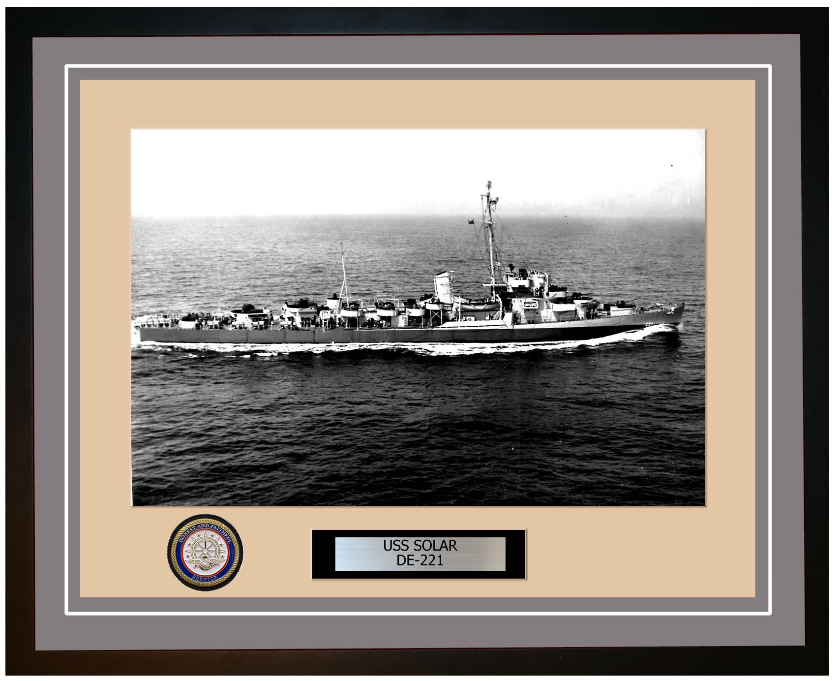 USS Solar DE-221 Framed Navy Ship Photo Grey