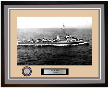 USS Solar DE-221 Framed Navy Ship Photo Grey