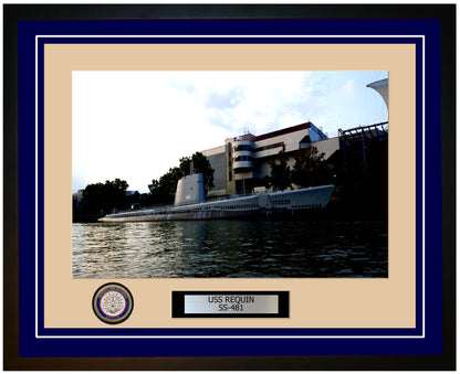 USS Requin SS-481 Framed Navy Ship Photo Blue
