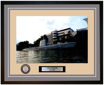 USS Requin SS-481 Framed Navy Ship Photo Grey