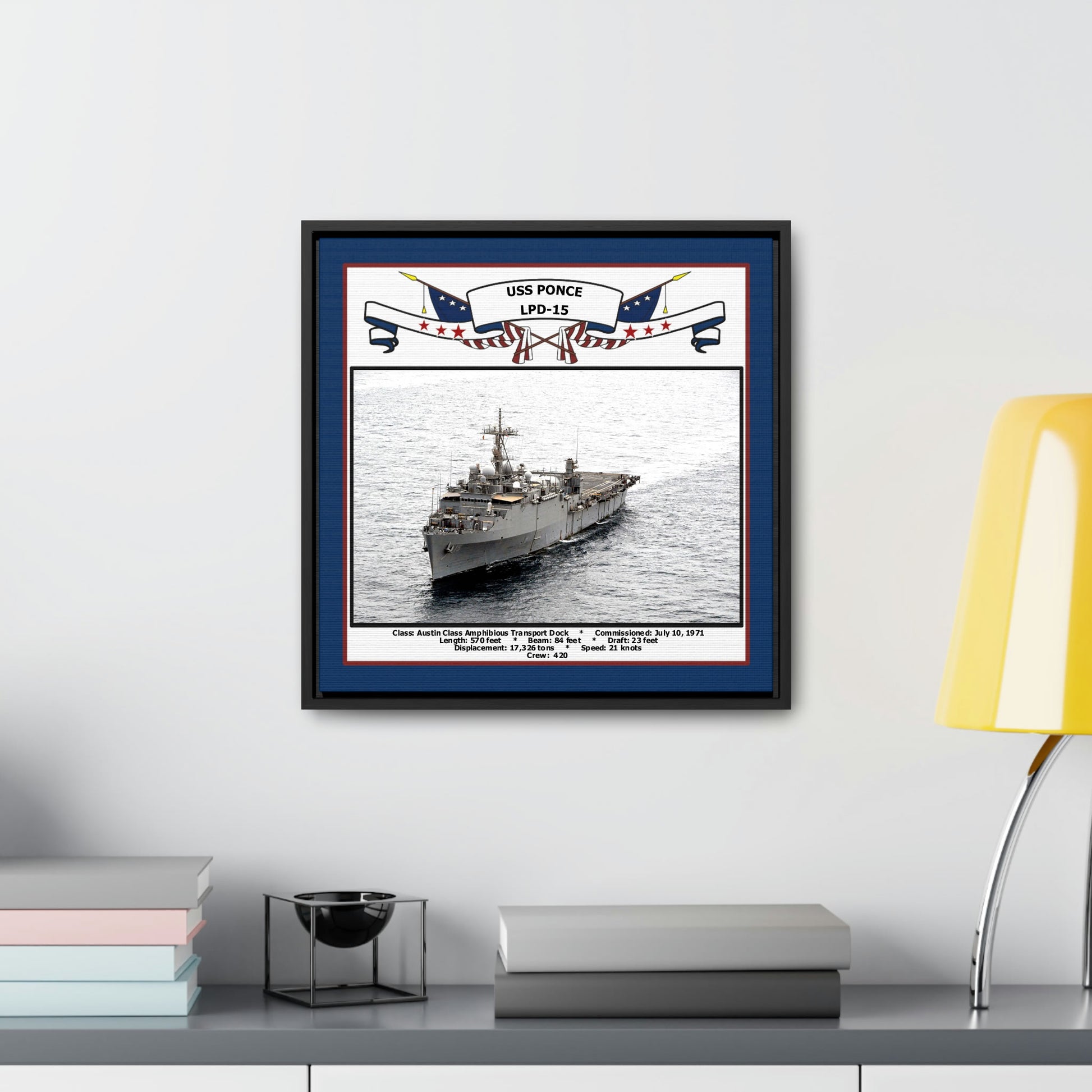 USS Ponce LPD-15 Navy Floating Frame Photo Desk View