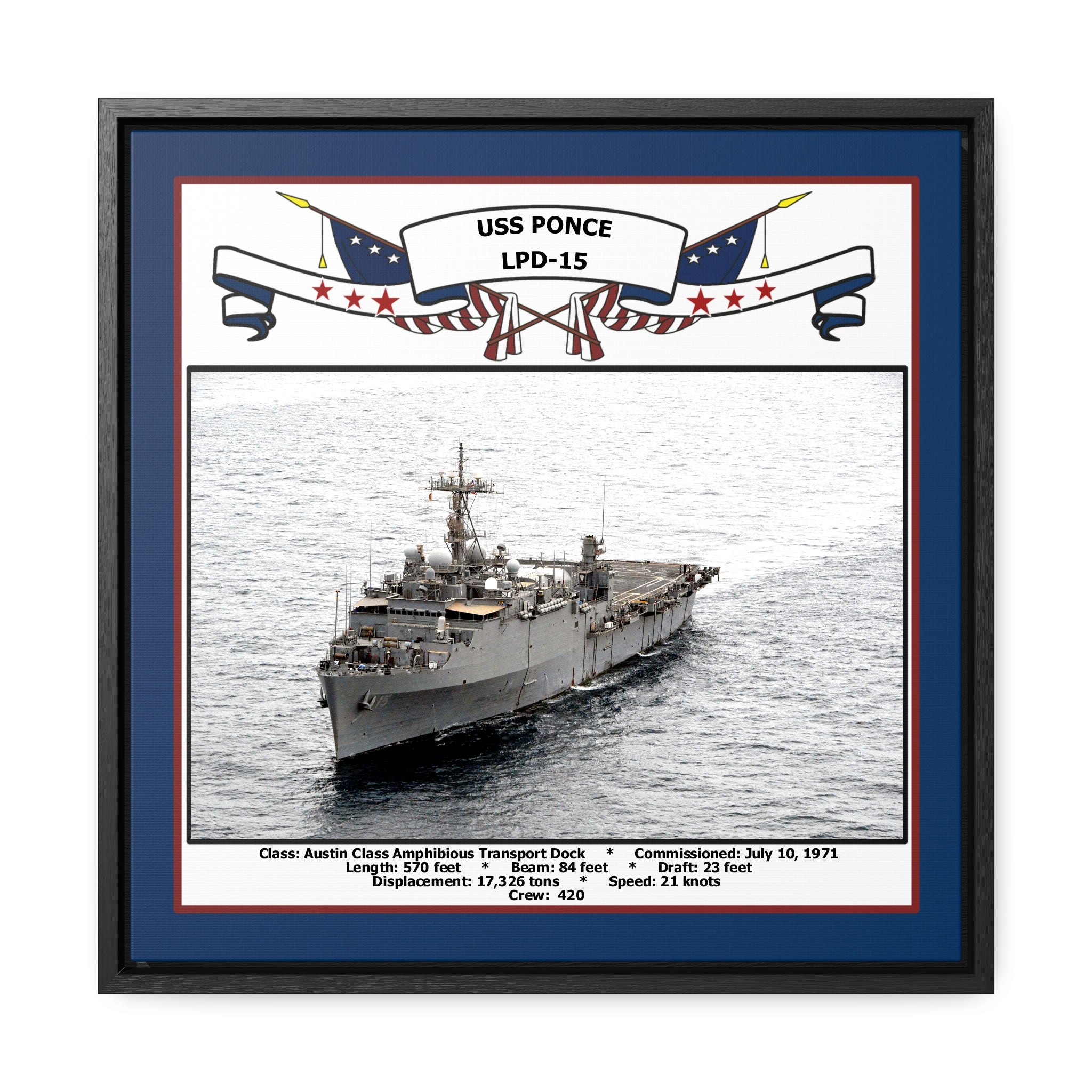 USS Ponce LPD-15 Framed Navy Ship Photo Burgundy – Navy Emporium