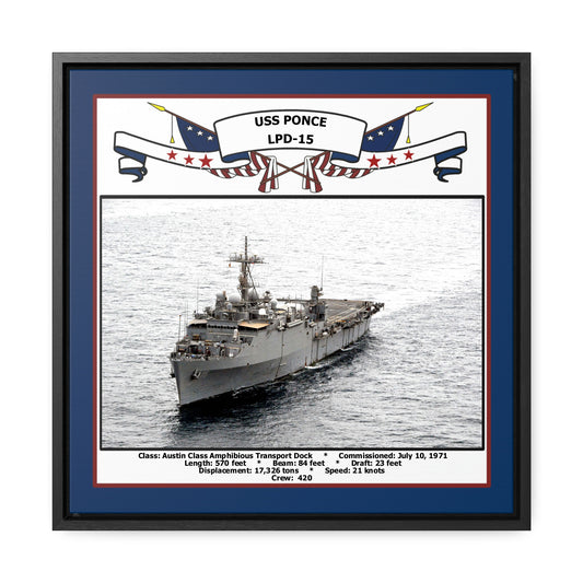 USS Ponce LPD-15 Navy Floating Frame Photo Front View