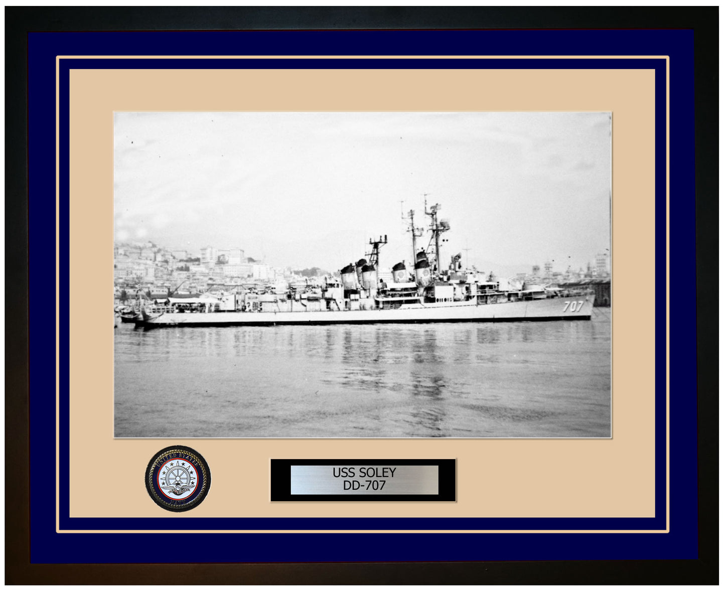 USS SOLEY DD-707 Framed Navy Ship Photo Blue