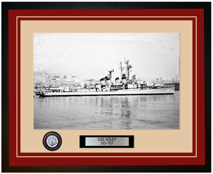 USS SOLEY DD-707 Framed Navy Ship Photo Burgundy