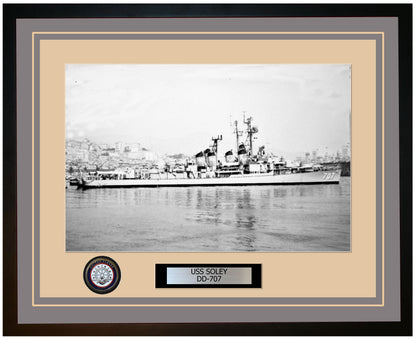 USS SOLEY DD-707 Framed Navy Ship Photo Grey