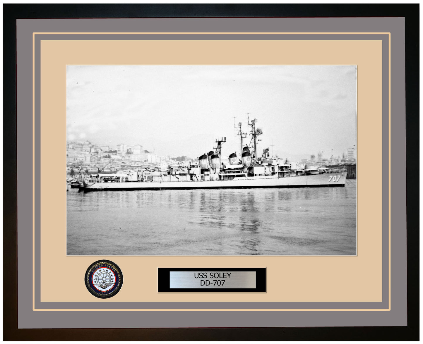 USS SOLEY DD-707 Framed Navy Ship Photo Grey
