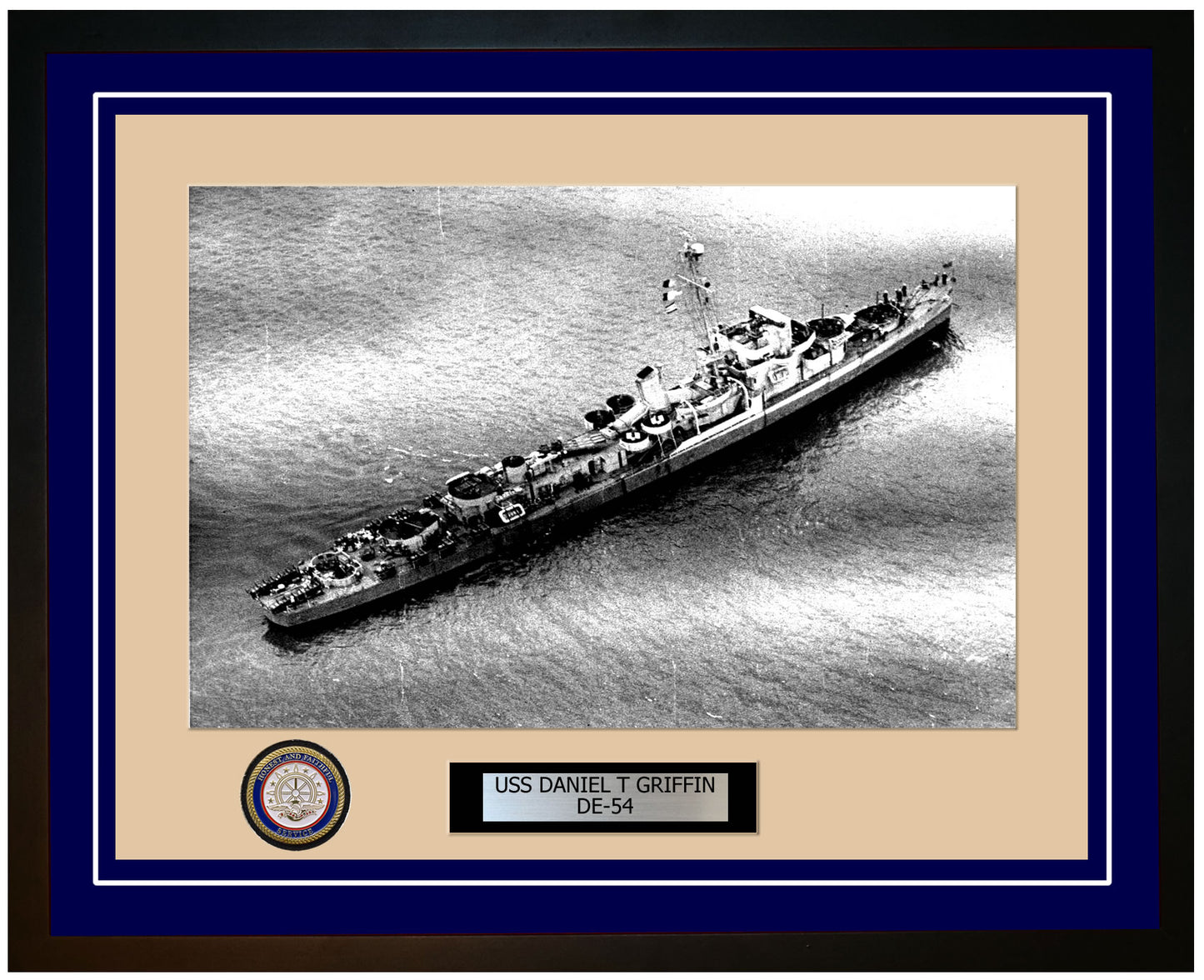 USS Daniel T Griffin DE-54 Framed Navy Ship Photo Blue