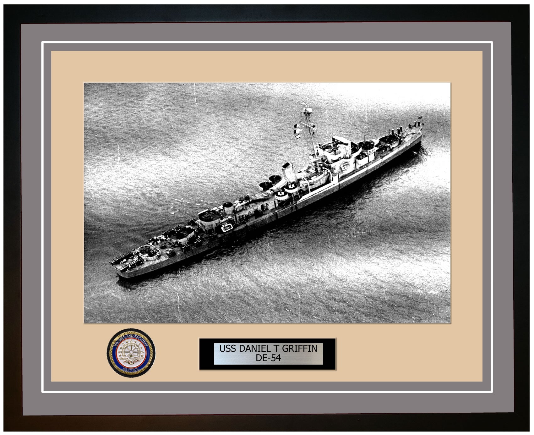 USS Daniel T Griffin DE-54 Framed Navy Ship Photo Grey