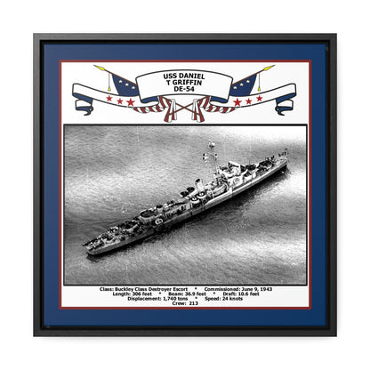 USS Daniel T Griffin DE-54 Navy Floating Frame Photo Front View