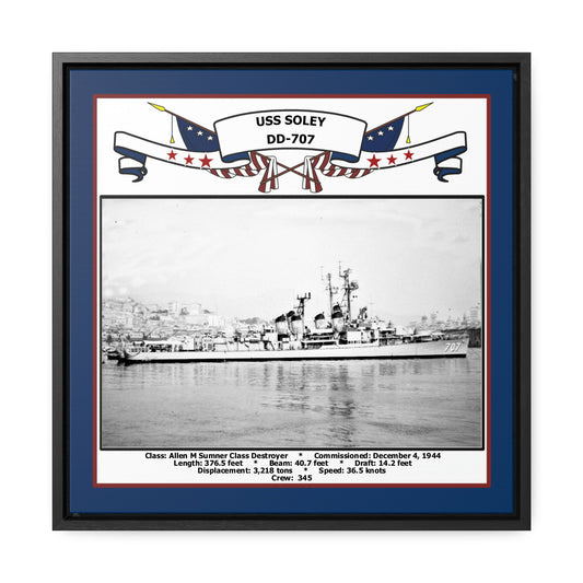 USS Soley DD-707 Navy Floating Frame Photo Front View