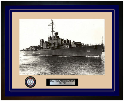 USS HARLAN R DICKSON DD-708 Framed Navy Ship Photo Blue