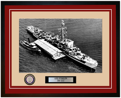 USS Fowler DE-222 Framed Navy Ship Photo Burgundy
