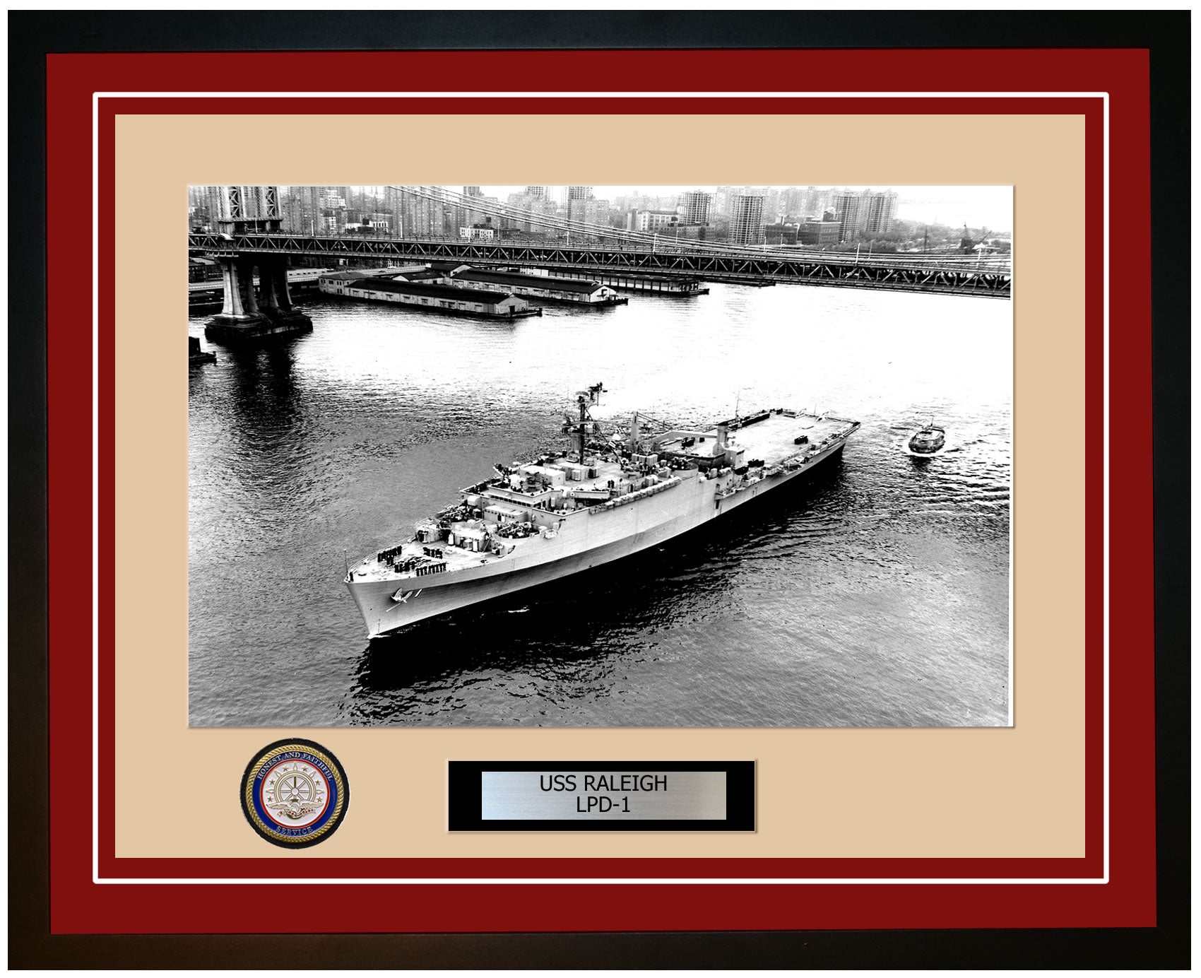 USS Raleigh LPD-1 Framed Navy Ship Photo Burgundy – Navy Emporium