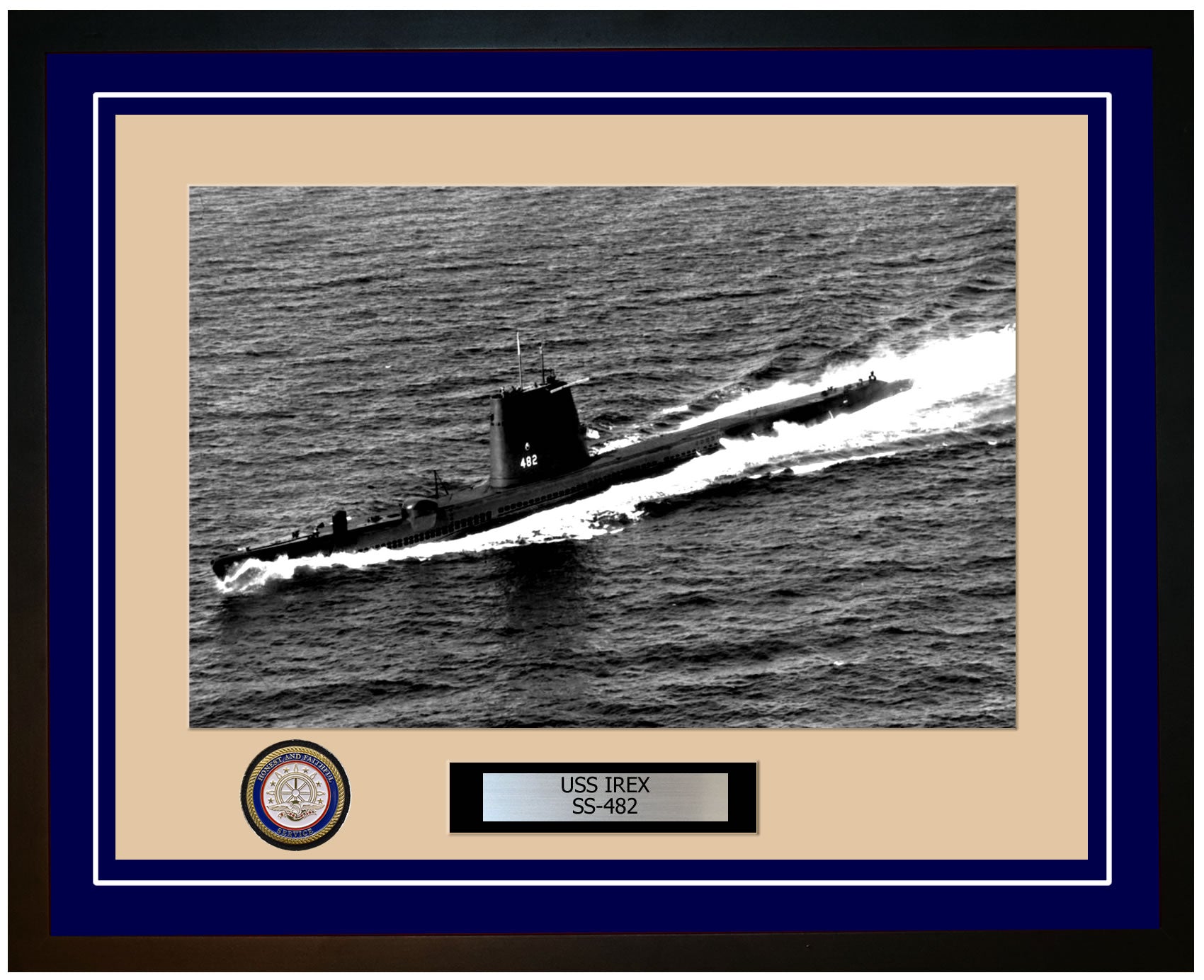 USS Irex SS-482 Framed Navy Ship Photo Blue