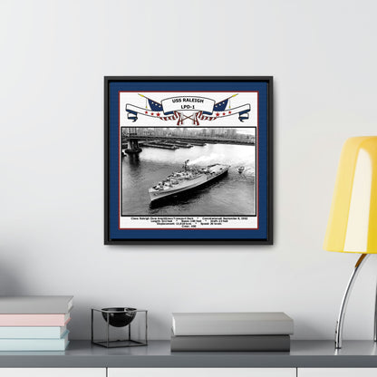 USS Raleigh LPD-1 Navy Floating Frame Photo Desk View