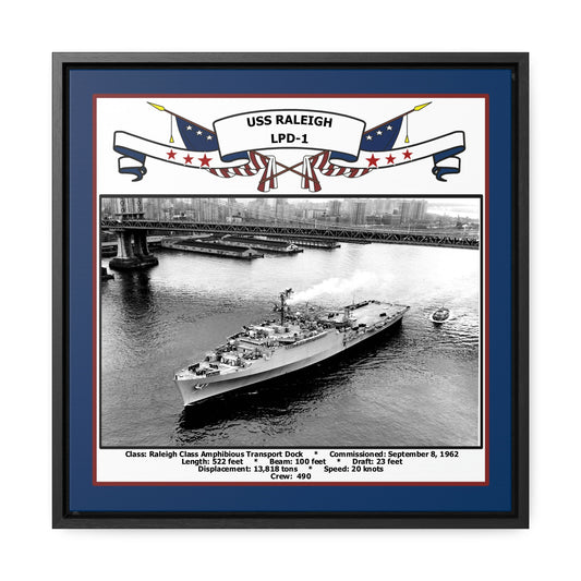 USS Raleigh LPD-1 Navy Floating Frame Photo Front View