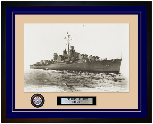 USS HUGH PURVIS DD-709 Framed Navy Ship Photo Blue