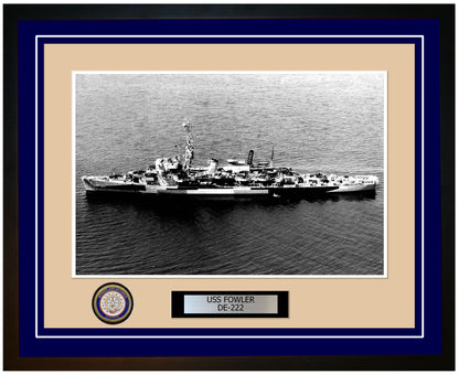 USS Fowler DE-222 Framed Navy Ship Photo Blue