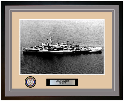 USS Fowler DE-222 Framed Navy Ship Photo Grey