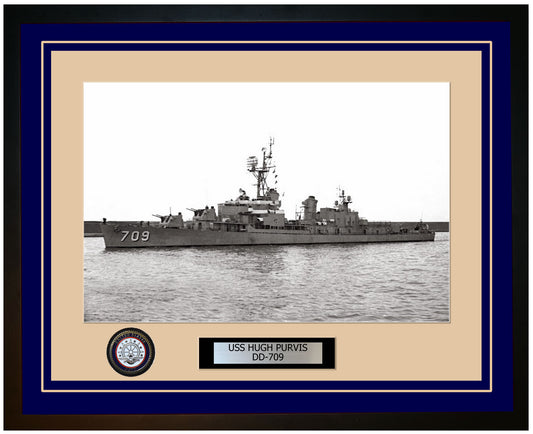 USS HUGH PURVIS DD-709 Framed Navy Ship Photo Blue