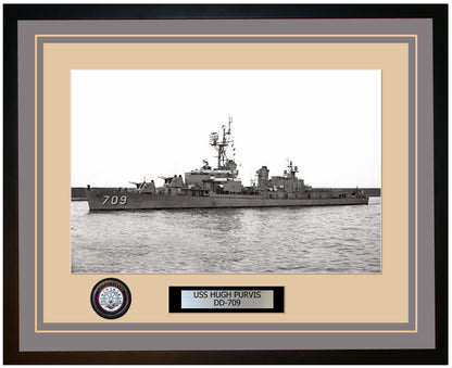 USS HUGH PURVIS DD-709 Framed Navy Ship Photo Grey